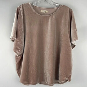 Madewell Velvet Butterfly Short Sleeve Top Size XL Pink